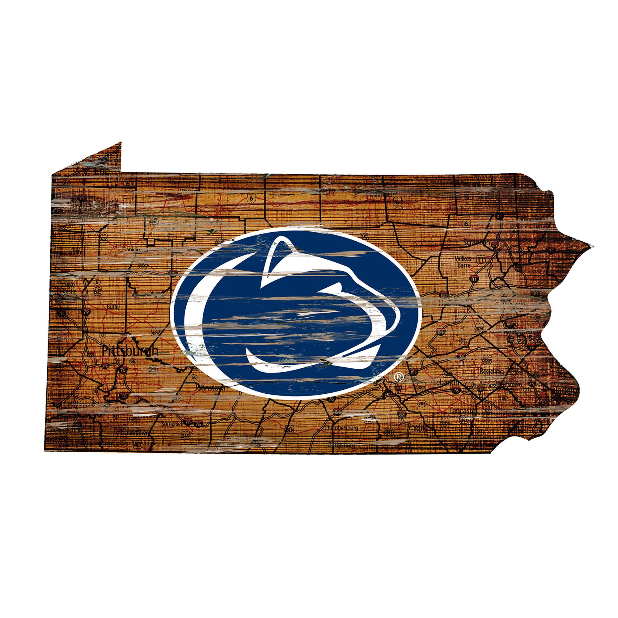 Penn State Nittany Lions 23.5" x 23.5" Distressed State with Logo Sign