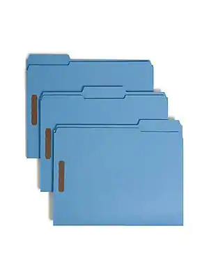Front. Smead - Recycled Reinforced Classification Folder, 3/4" Expansion, Letter Size, Blue, 50/Box (12040) - Blue.