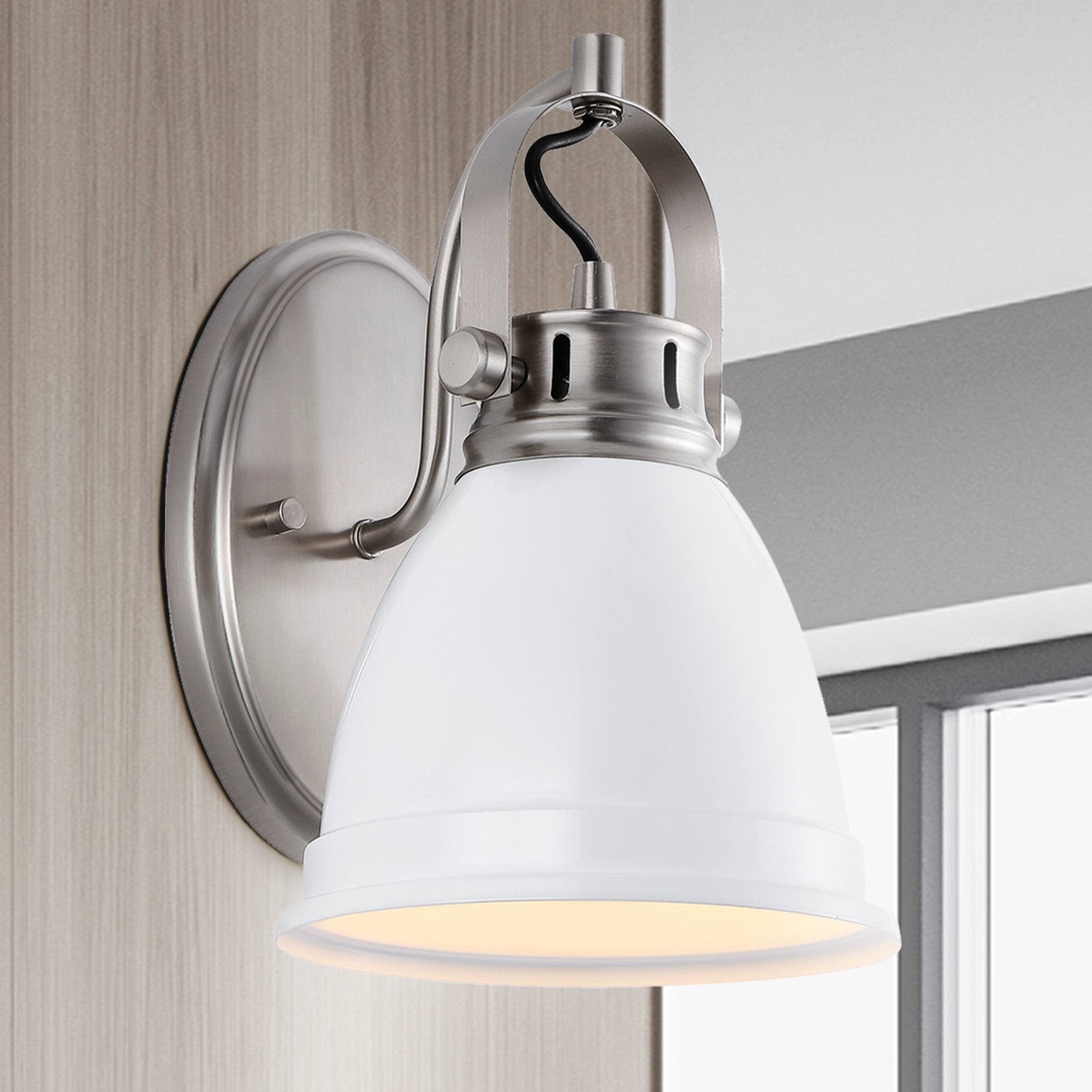Alt View 1. Jonathan Y - Phineas 7" 1-Light Adjustable Farmhouse Bohemian Iron LED Vanity Light, White/Nickel - White.