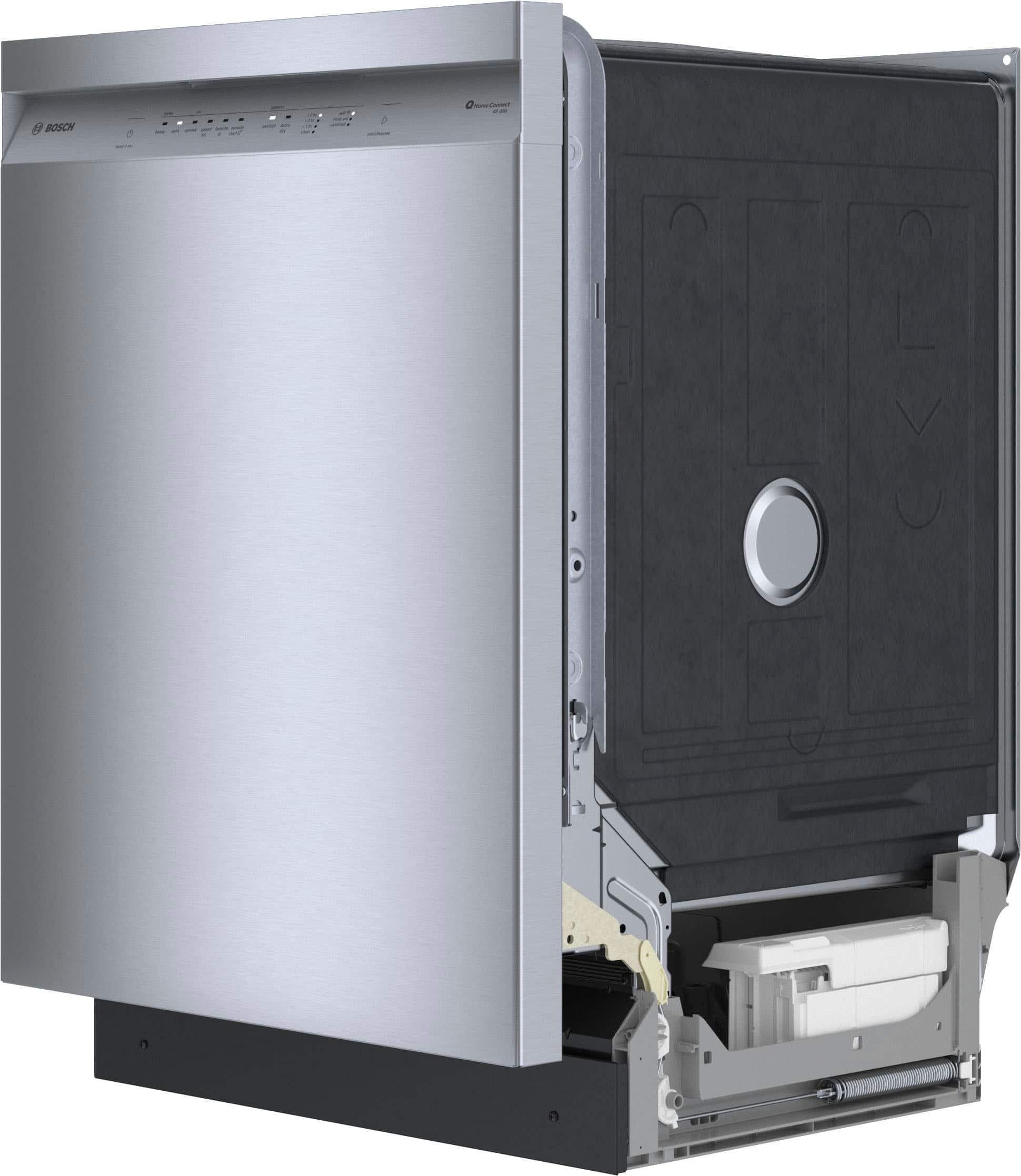 Angle. Bosch - 100 Series 24" Front Control Smart Built-In Stainless Steel Tub Dishwasher with PrecisionWash, 48 dBA - Stainless steel.