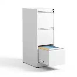 GOODSILO - Locking Vertical File Cabinet for Office & Home Organization - 3 Drawers - White