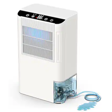 Front. Teendow - Dehumidifiers for Home, 2000 Sq.Ft Small Dehumidifier with 3.3ft Drain Hose, 2.5L Tank, Timer Sleep Mode - White.