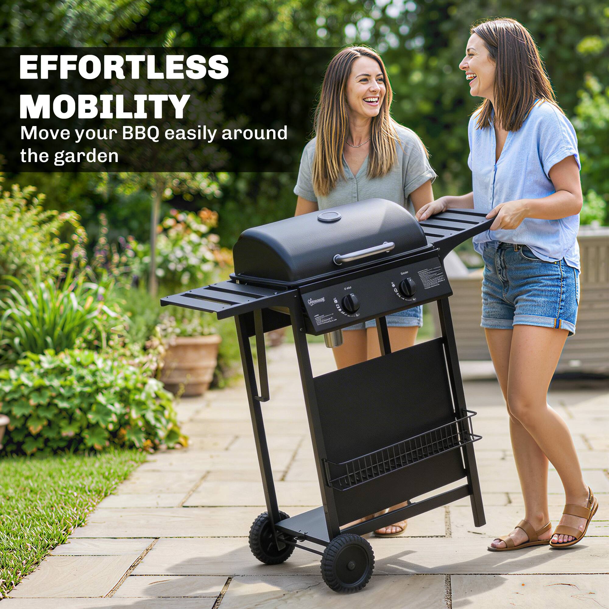 EFFORTLESS MOBILITY  
Move your BBQ easily around the garden