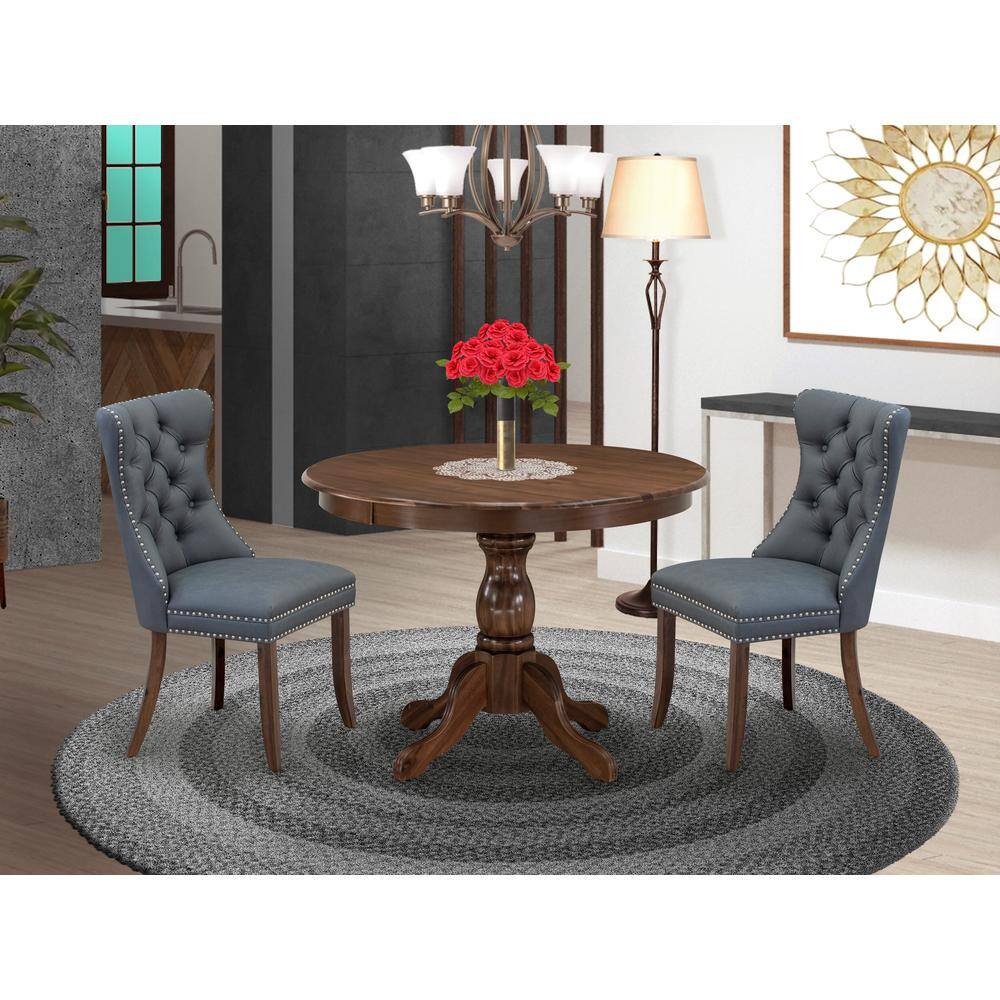 Alt View 3. East West Furniture - 3 Piece Kitchen Table Set Includes a Round Dining Room Table and 2 Parson Chairs - Grey.