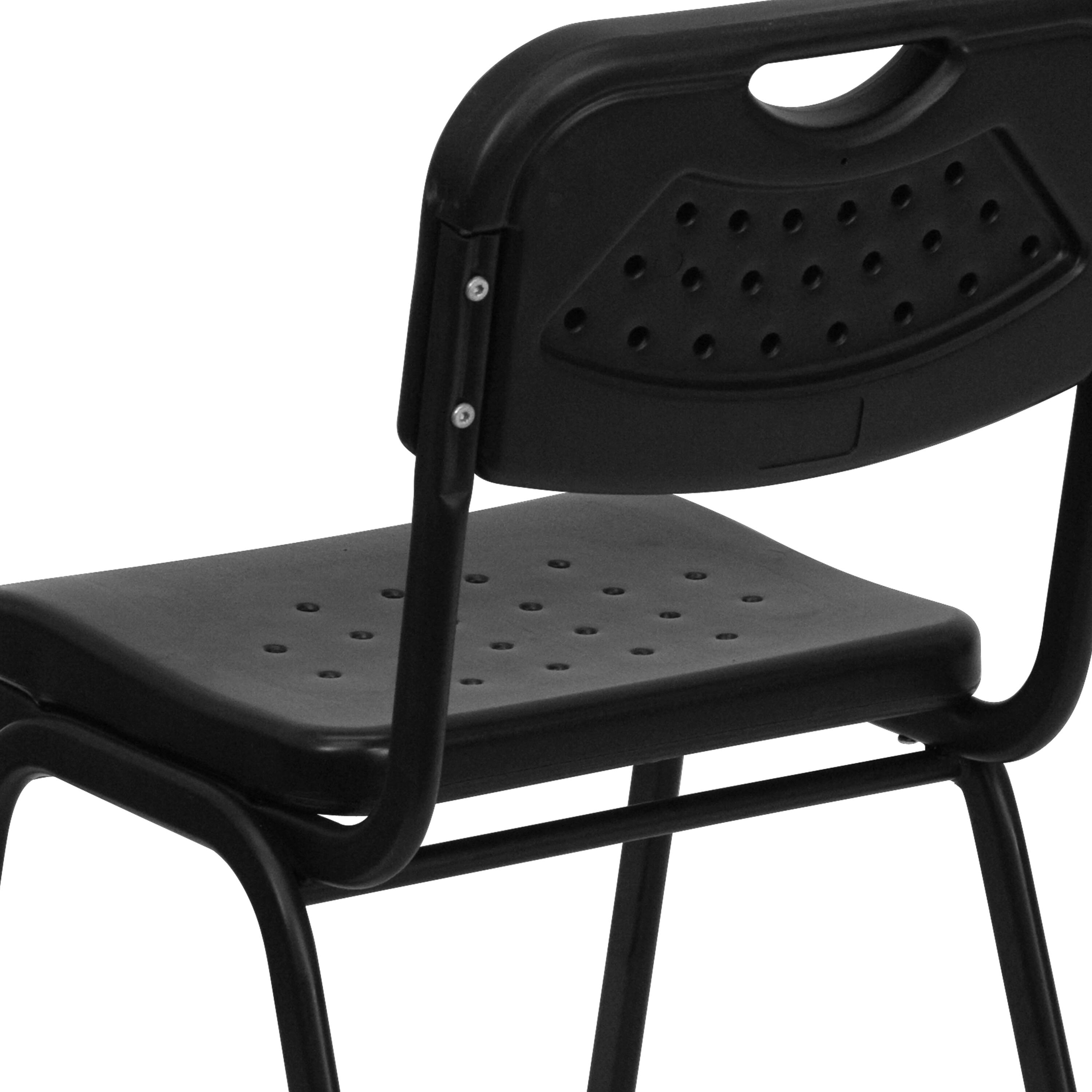 Alt View 9. Emma + Oliver - 880 lb. Capacity Plastic Stack Chair with Open Back - Black.