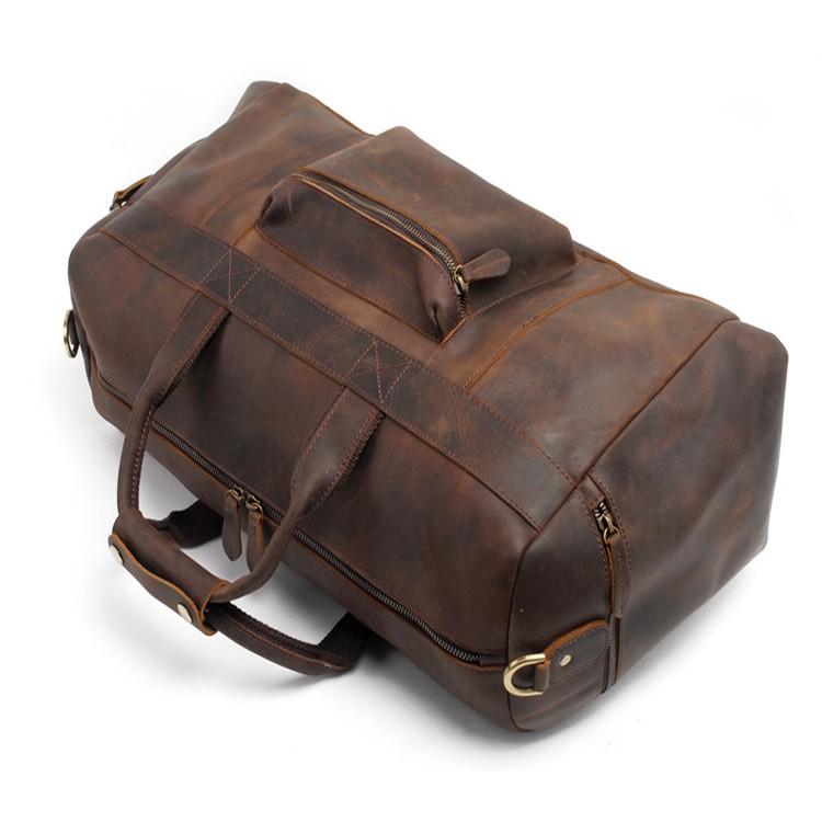 Alt View 3. Steel Horse Leather - The Asta Weekender | Handcrafted Leather Duffle Bag - Dark Brown.