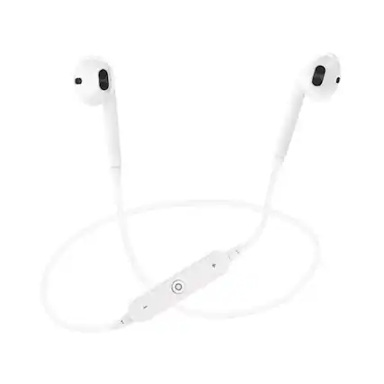 Front. Home Collection - White Bluetooth Wireless Neckband Headphones with Mic - White.
