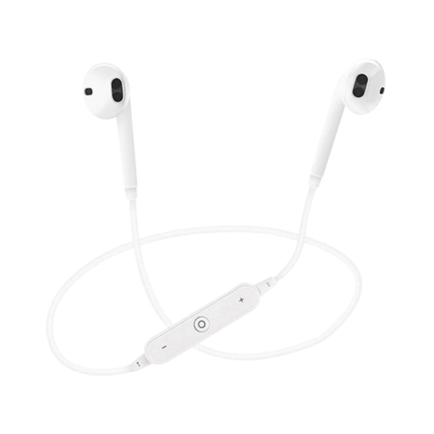 Front. Home Collection - White Bluetooth Wireless Neckband Headphones with Mic - White.