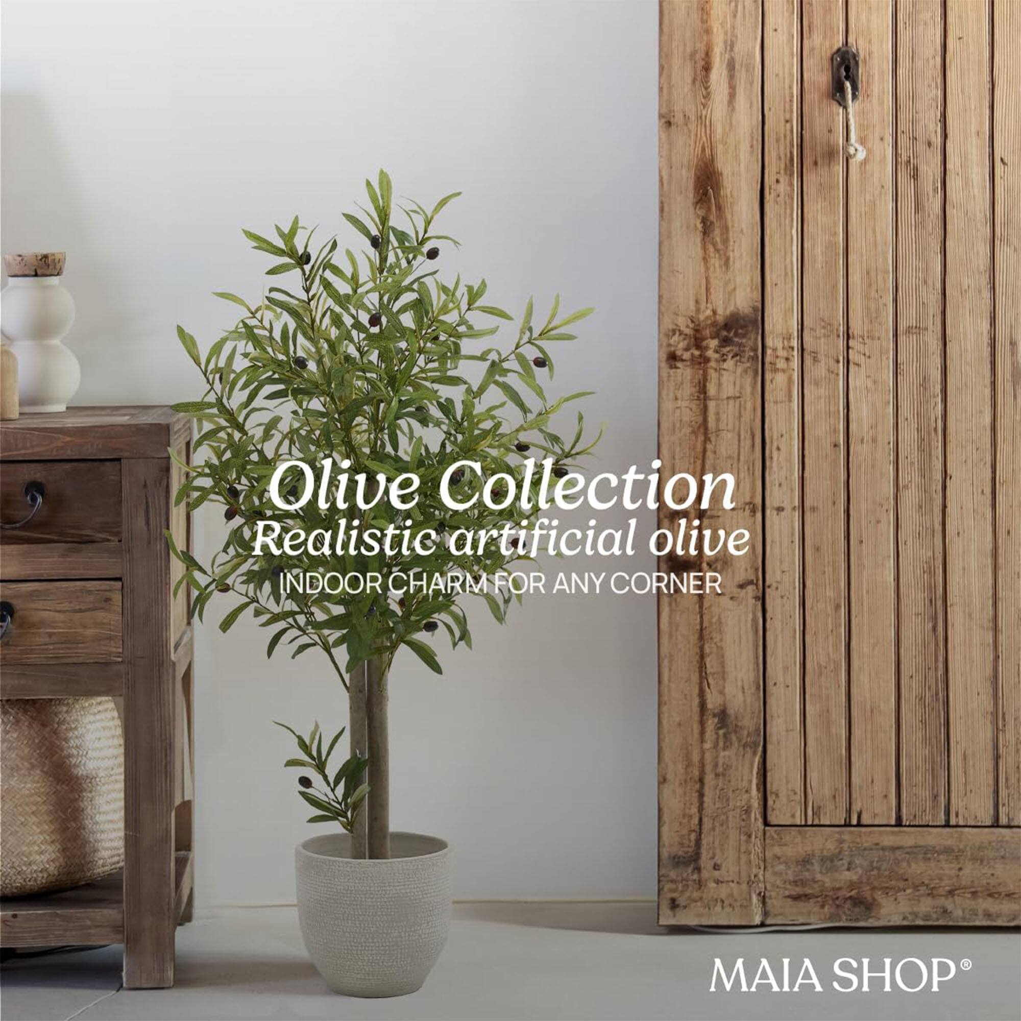 Olive Collection  
Realistic artificial olive  
INDOOR CHARM FOR ANY CORNER  

MAIA SHOP®