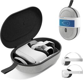 Syntech - Small Hard Carrying Case Compatible with Meta Quest 3S/Oculus Quest 3/2/Pro/Pico4, Does Not Fit Elite Strap - Gray