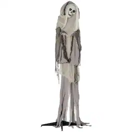 Outsunny - 74" Life Size Outdoor Halloween Decorations Skeleton Witch, Sound and Motion Activated Animated Prop Animatronic décor - Multi-Colored