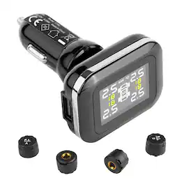 VEVOR - RV Tire Pressure Monitoring System, 7.3-87 PSI Trailer TPMS, Wireless Car Alarm System, Waterproof TPMS Sensors Set - Black