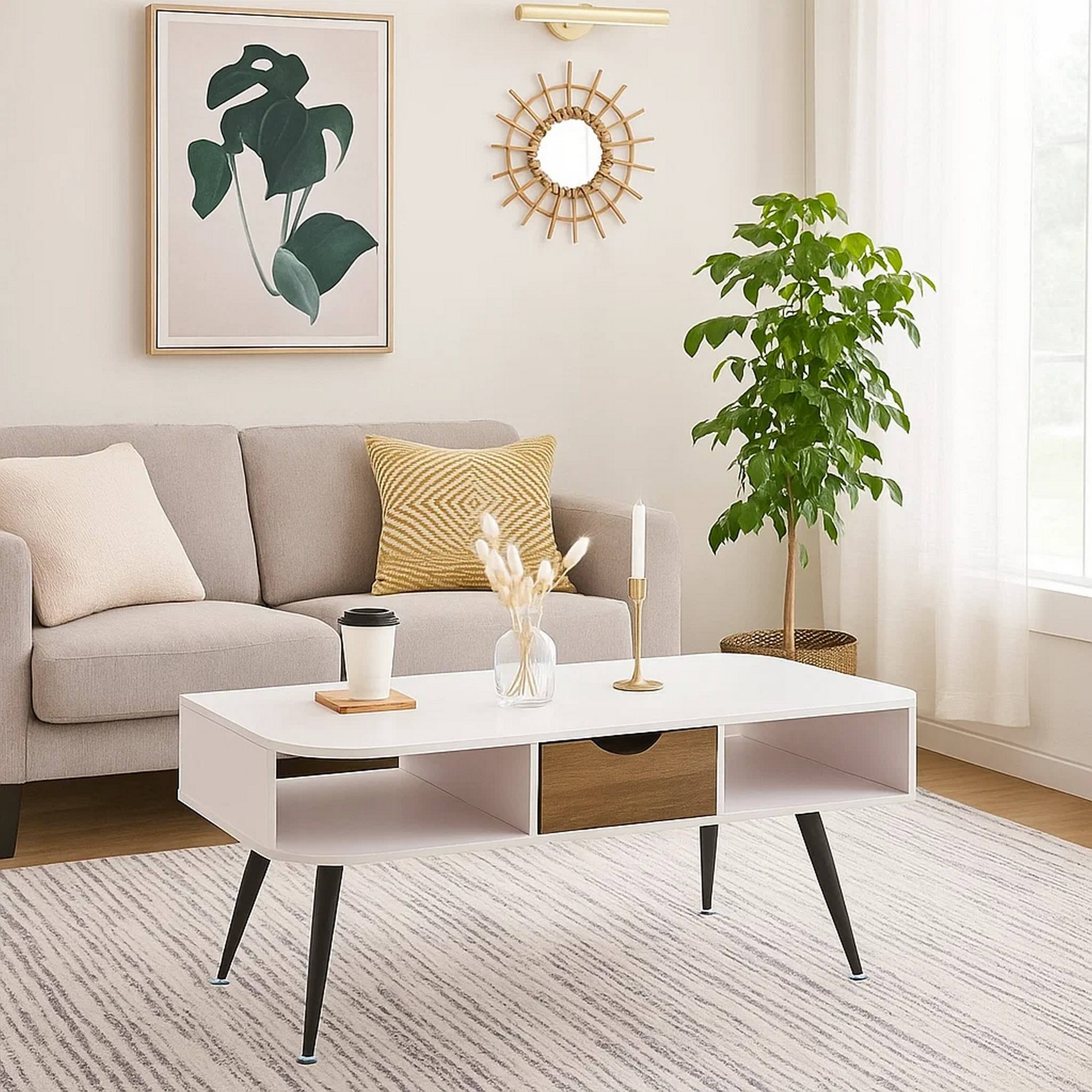 Alt View 6. Manhattan Lane - Coffee Table with Melamine Paper Veneer Top and 1 Drawer - White.