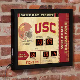Evergreen Enterprises - USC Trojans 15" x 19" Bluetooth Scoreboard Wall Clock - Brown