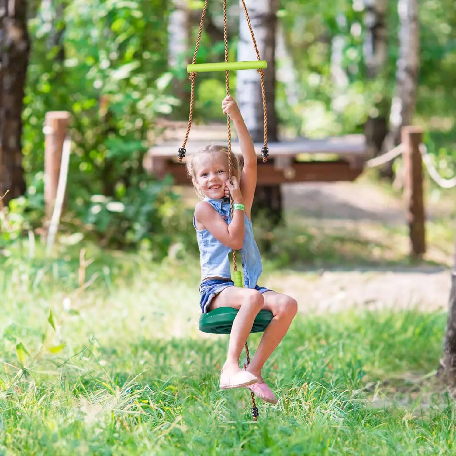 Alt View 8. AGPtek - Disc Swing with Monkey Bars Tree Swing Set - Green.