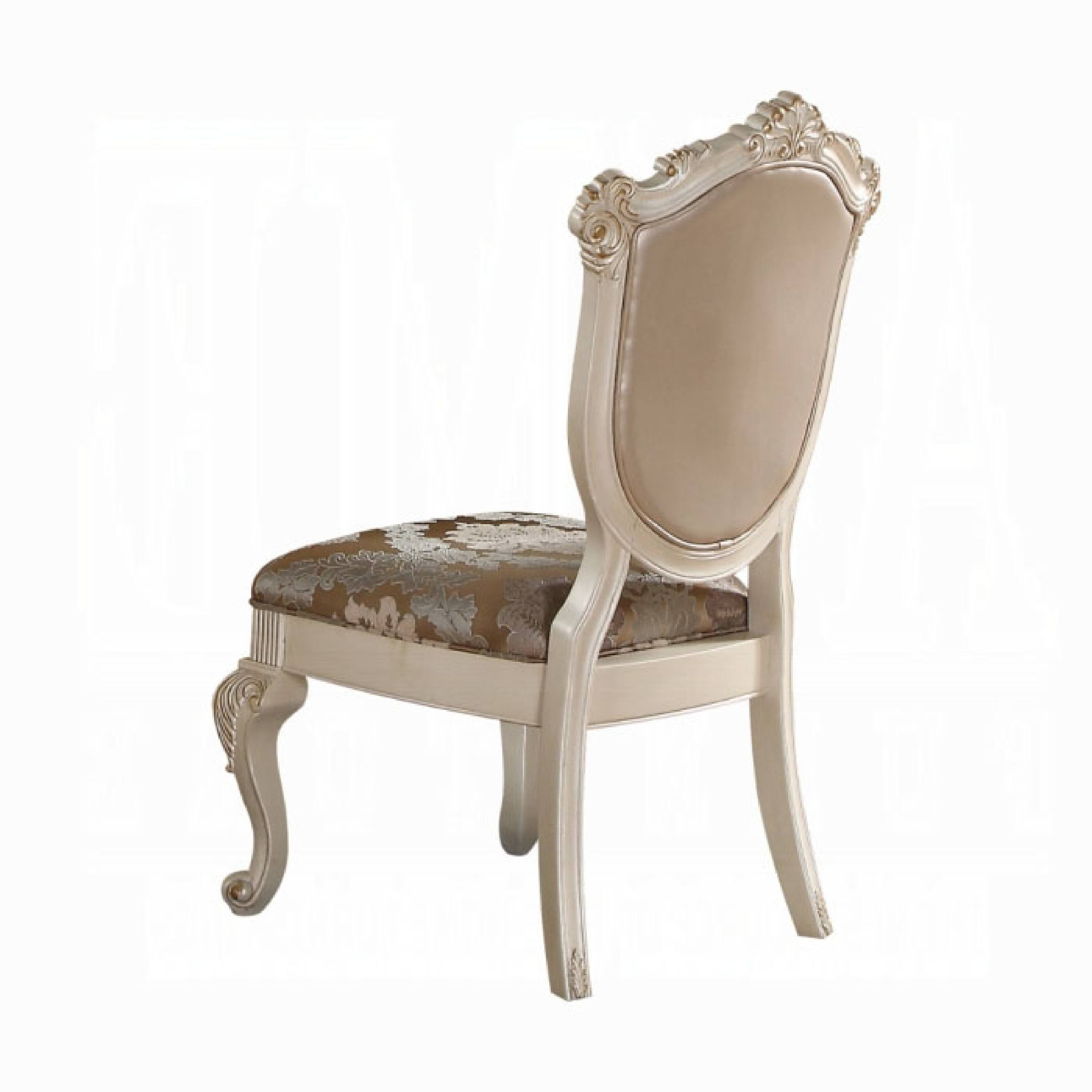 Alt View 3. Manhattan Lane - Cheny Dining Side Chair Set of 2, Faux Leather, Baroque Pearl Beige - Pearl White, Rose Gold.