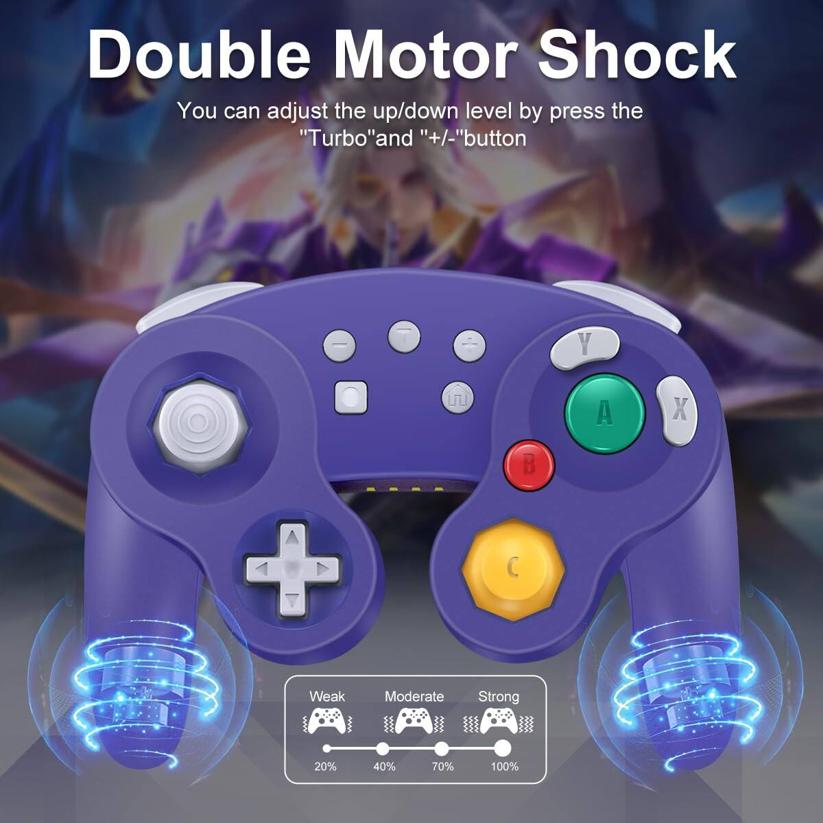 Double Motor Shock

You can adjust the up/down level by pressing the "Turbo" and "+/-" button

Weak Moderate Strong
20% 40% 70% 100%