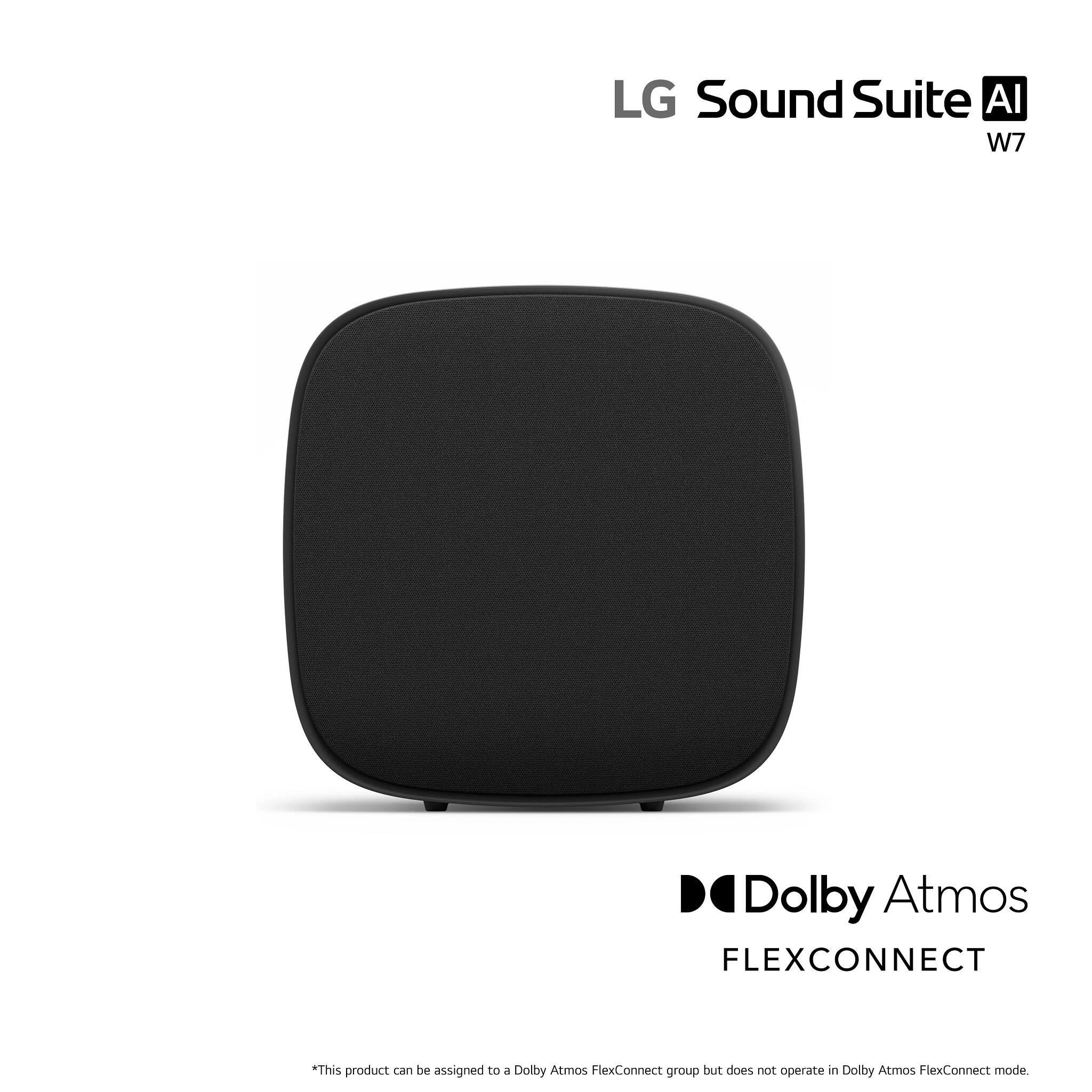 LG Sound Suite AI W7  
Dolby Atmos FLEXCONNECT  

*This product can be assigned to a Dolby Atmos FlexConnect group but does not operate in Dolby Atmos FlexConnect mode.