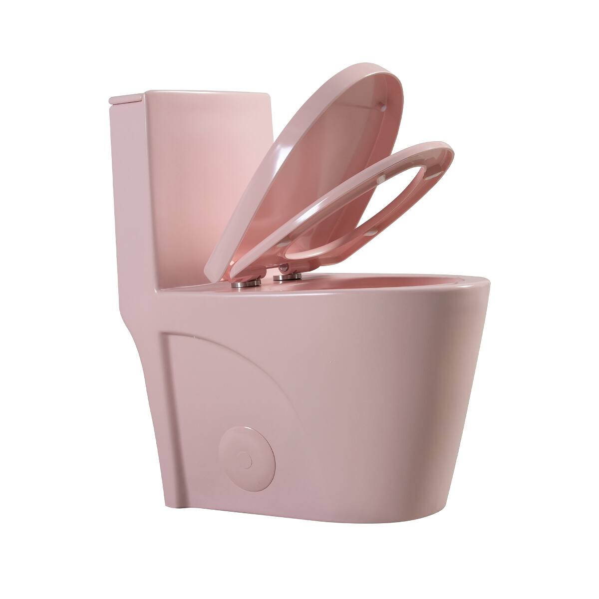Alt View 4. Loheer - Loheer One Piece Ceramic Toilet, Rose Pink Elongated Comfort Height, Dual Flush Floor Mounted - Rose Pink.