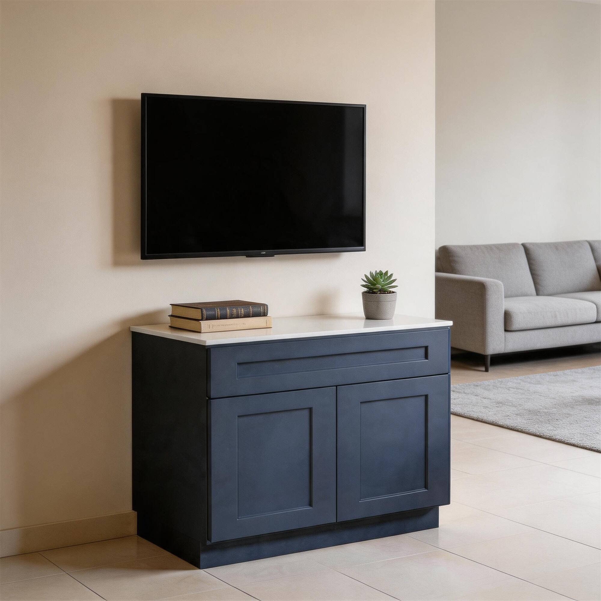 Alt View 2. Boyel Living - Navy Blue Shaker Base Cabinet 24-in L x 24-in W x 34.5-in H with Soft Close, Adjustable Shelves for Kitchen Bathroom - Navy Blue.