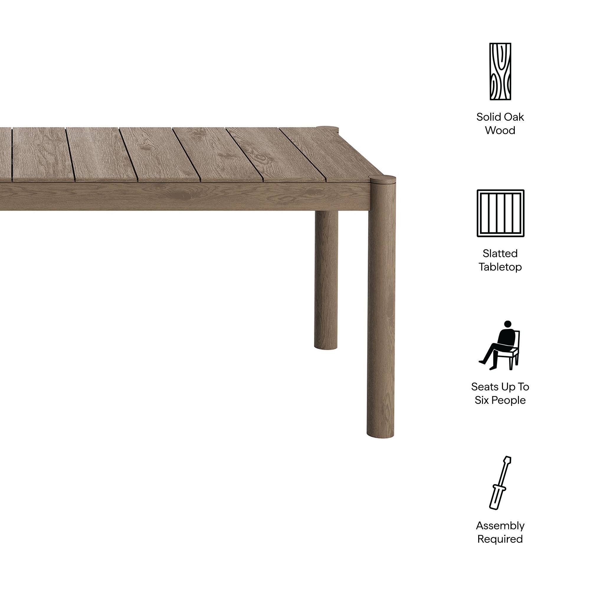 Solid Oak Wood Slatted Tabletop Seats Up To Six People Assembly Required
