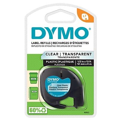 DYMO - LetraTag 16952 Label Maker Tape, 1/2" x 13', (16952) - Black On Clear
