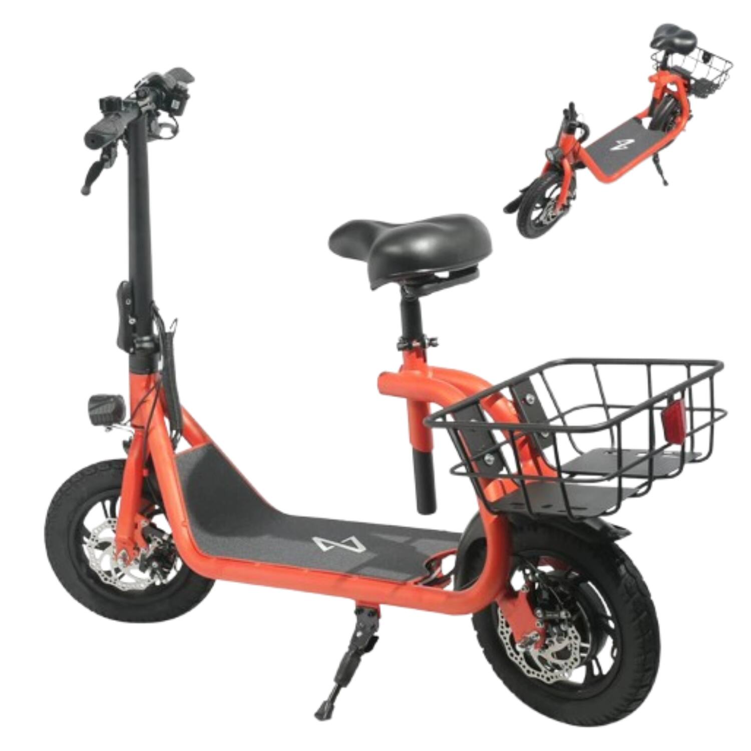 Left. Stock Preferred - 450W Foldable Electric Bike for Adults with Basket Red - Red.