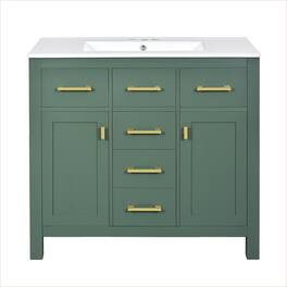 Boyel Living - 36 Inch Modern Bathroom Vanity with Ceramic Sink Four Drawers Two Cabinets - Green