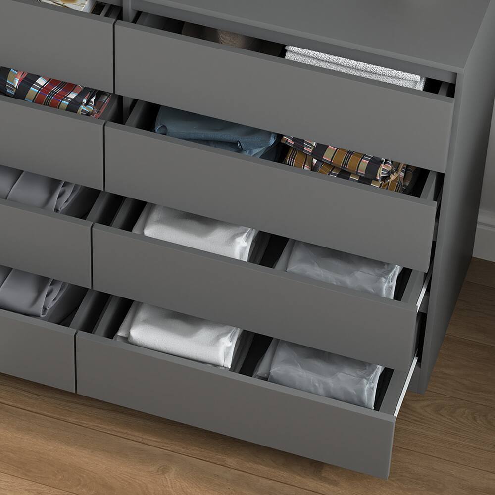 Alt View 7. Spaco - 8 Drawers Storage Dresser, Modern Handle-Free Design for Bedroom, Closet and Living Room, Euro Slide Wood Chest - Grey.