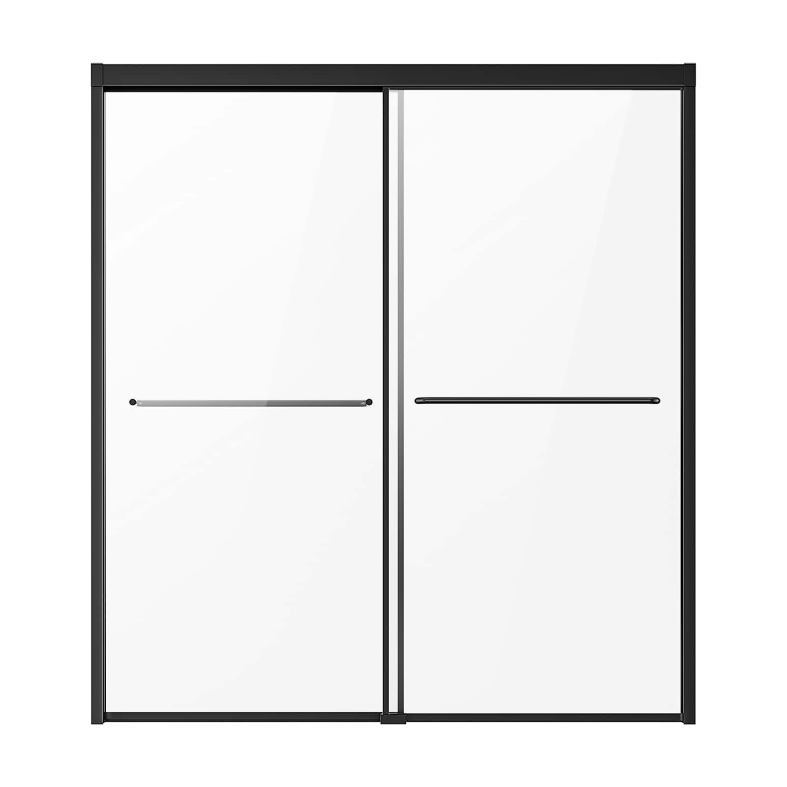 Front. VEVOR - Bathtub Shower Door, 56-60 in. W x 60 in. H, Semi-Frameless Double Sliding Tub Door, Semi-Frameless Bypass Tub Door - Black.
