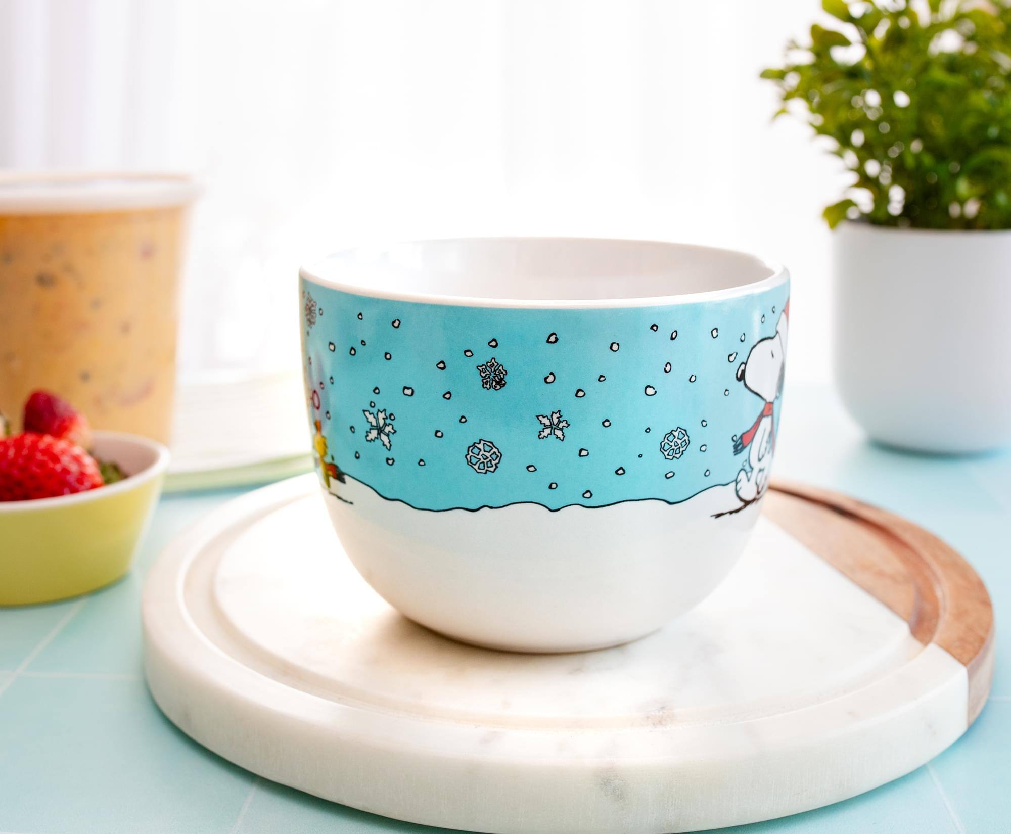 Alt View 4. Silver Buffalo - Peanuts Snoopy and Woodstock Holiday Ceramic Soup Mug | Holds 24 Ounces - White.