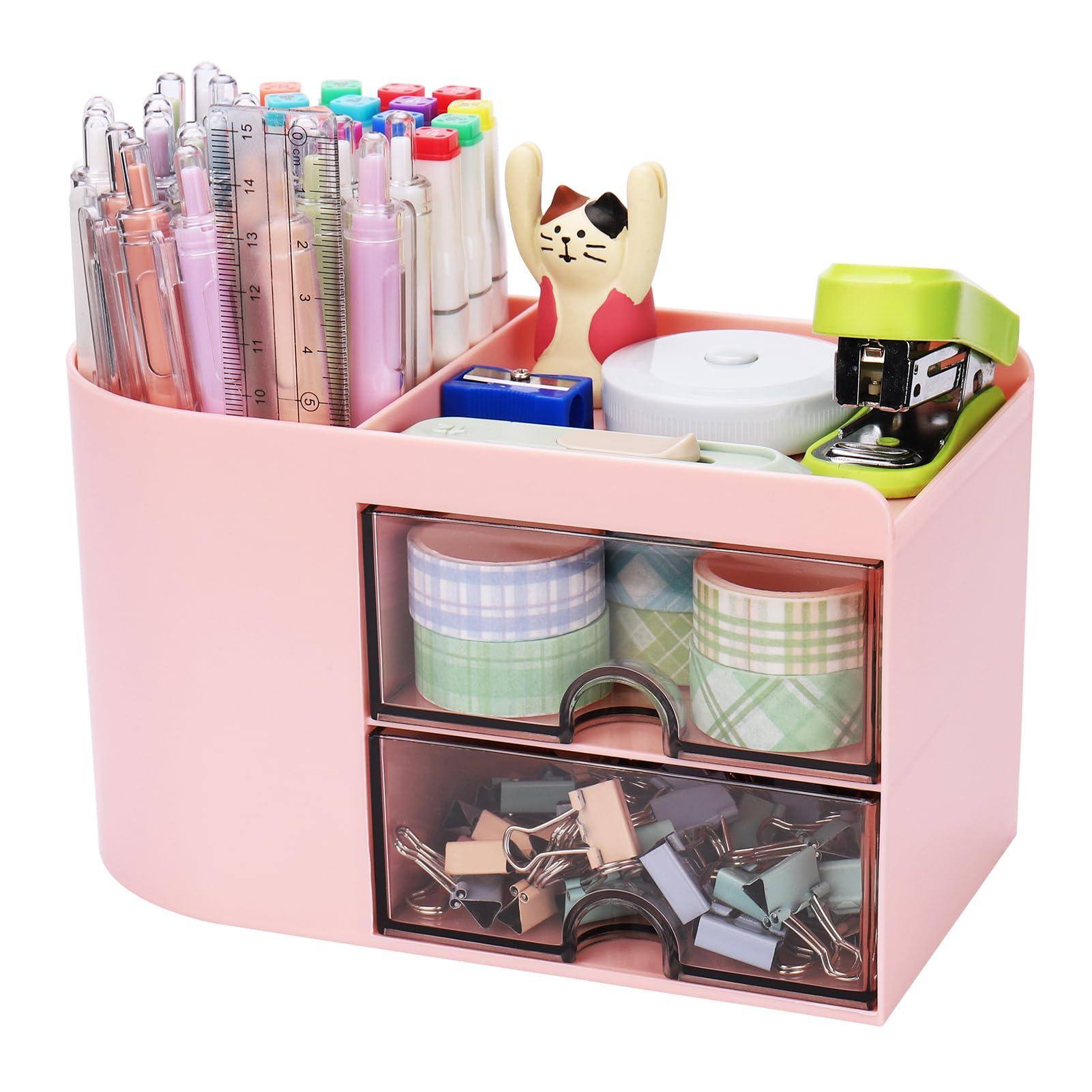 4 Compartments + 2 Drawer (Pink)