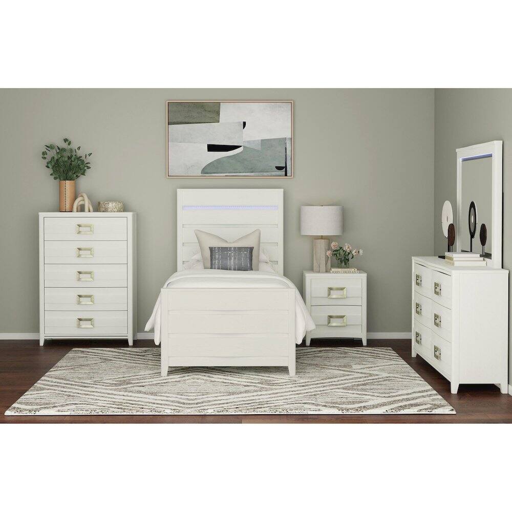 Alt View 1. Picket House Furnishings - Chett 2-Drawer Nightstand with USB in White - White.
