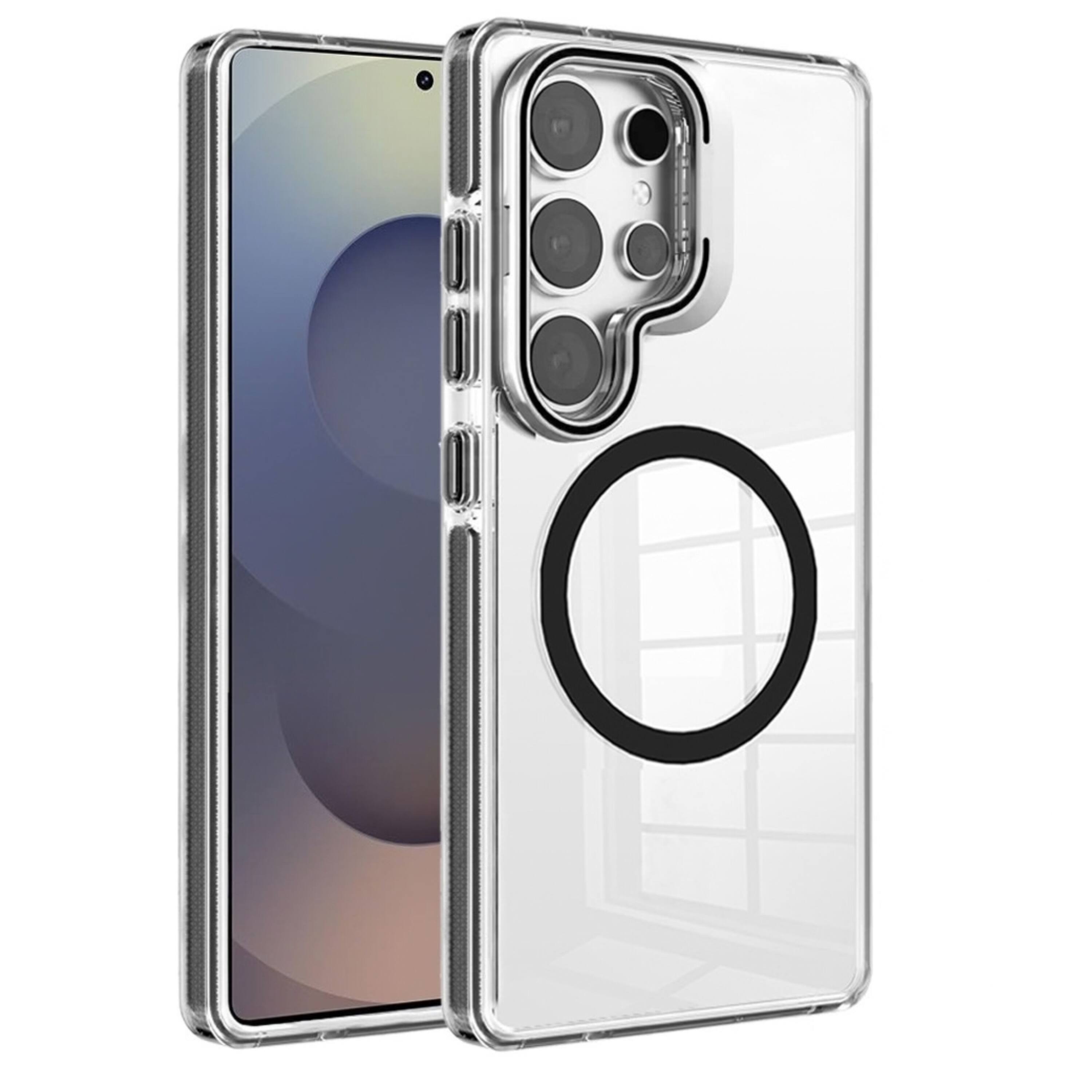 Angle. Kitcheniva - Shockproof With Camera Lens Stand Phone Case And Tempered Glass For Samsung Galaxy S26 Ultra Black - Black.