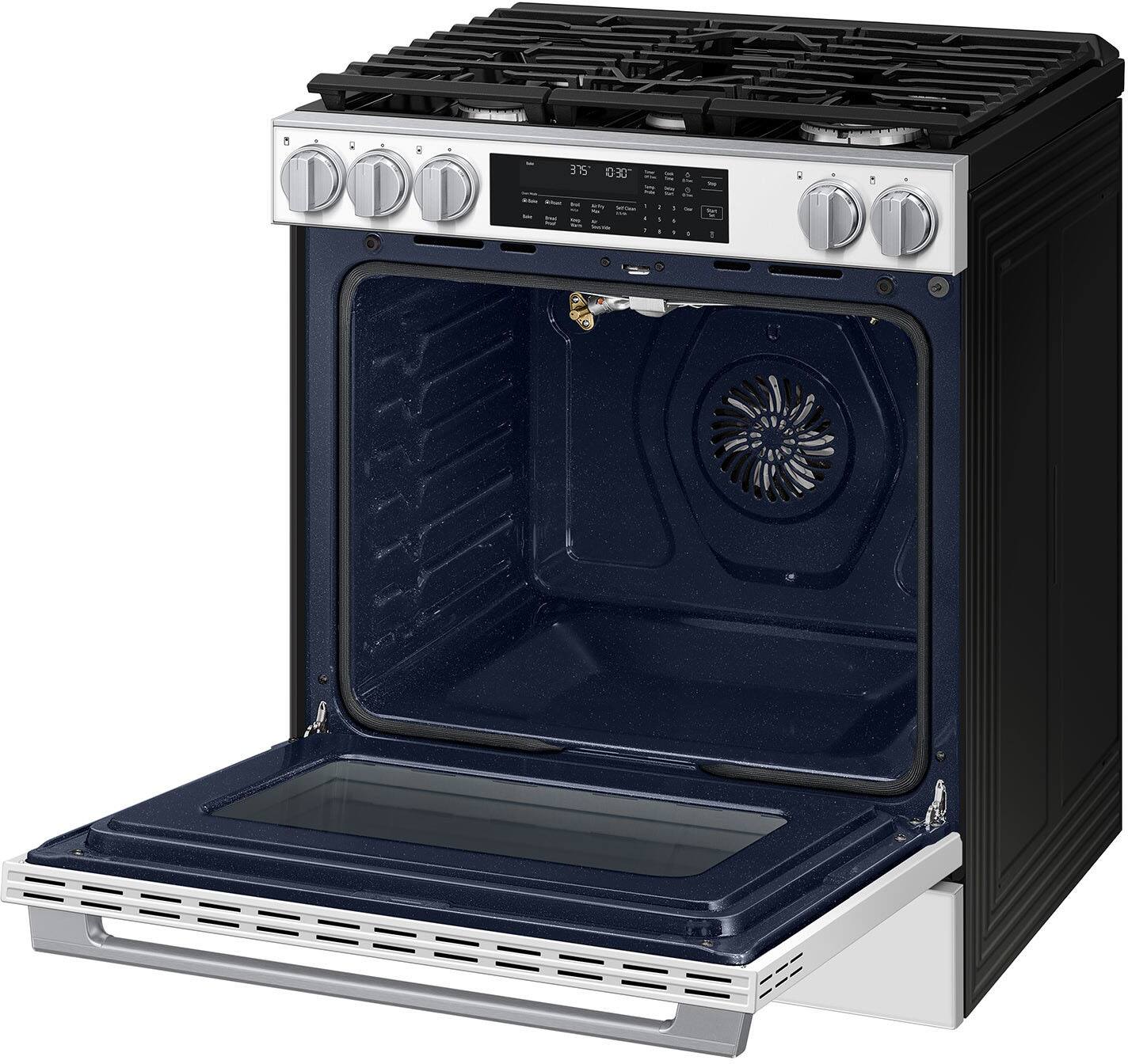 Alt View 23. Samsung - 29 in. Wide 5 Burner 6.3 cu. ft. Bespoke Smart Slide-In Gas Range with Illuminated Precision Knobs - White.