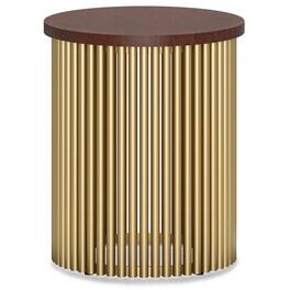 Simpli Home - Demy Metal and Wood Accent Table - Cognac and Gold