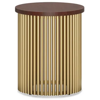 Simpli Home - Demy Metal and Wood Accent Table - Cognac and Gold
