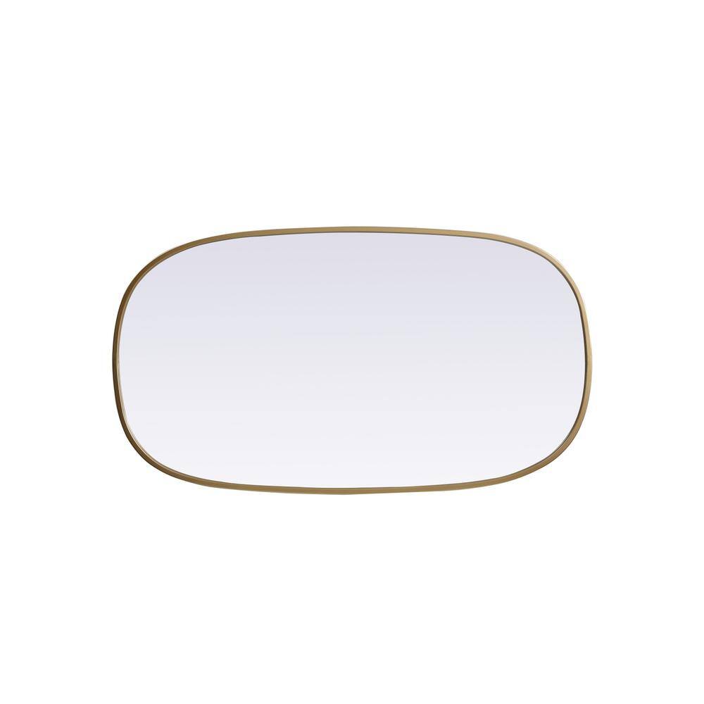 Back. Elegant Decor - Metal Frame Oval Mirror 20x36 Inch in Brass - Brass.