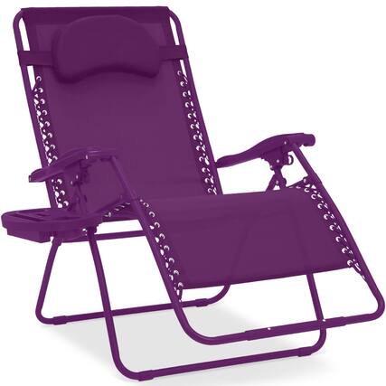 Front. Best Choice Products - Best Choice Products Oversized Zero Gravity Chair, Folding Outdoor Patio Recliner w/ Cup Holder - Amethyst - Amethyst.