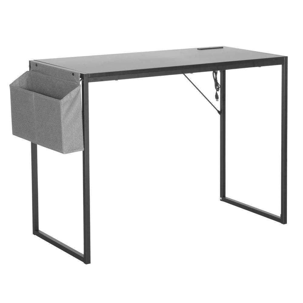 Alt View 2. JJS - Small Computer Desk Simple Style Writing Desk - Black.