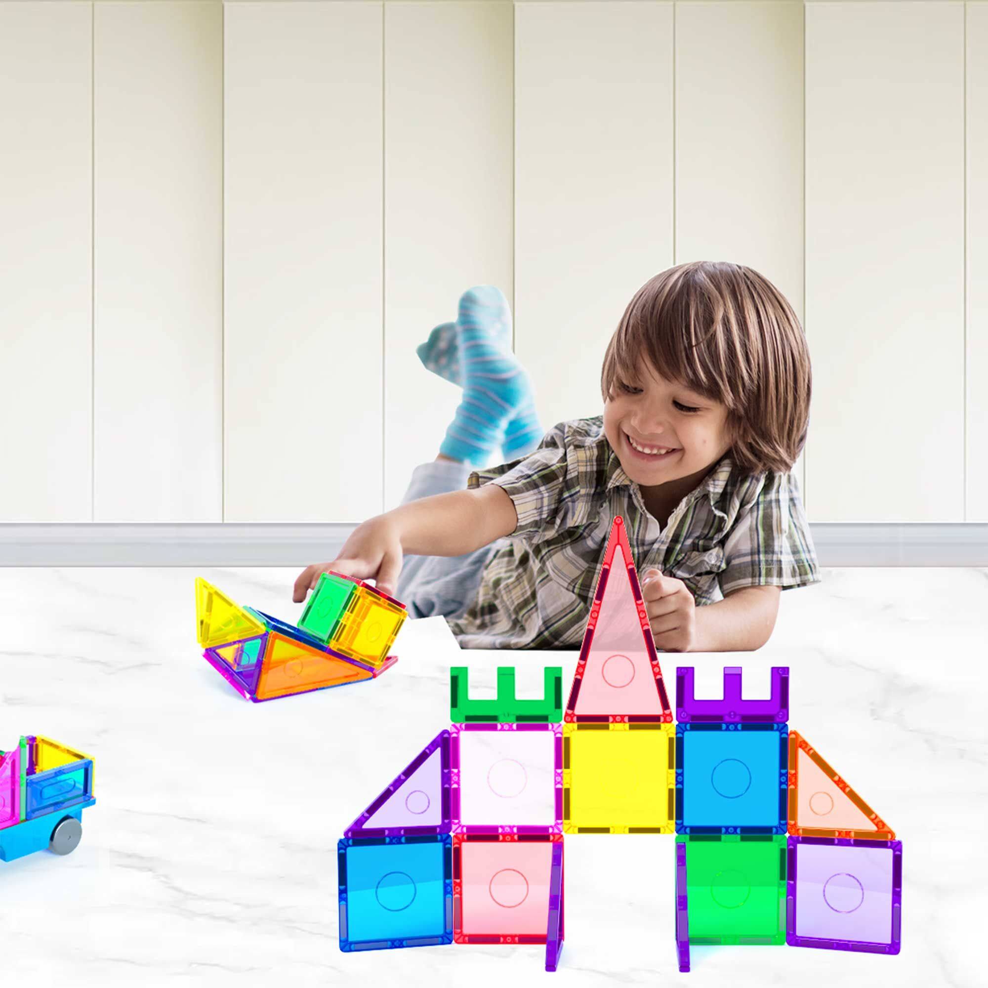 Alt View 3. Everplay - Everyplay Magnetic Tiles For Kids, 66PCS Construction STEM Building Blocks Educational Toy - Multicolor.