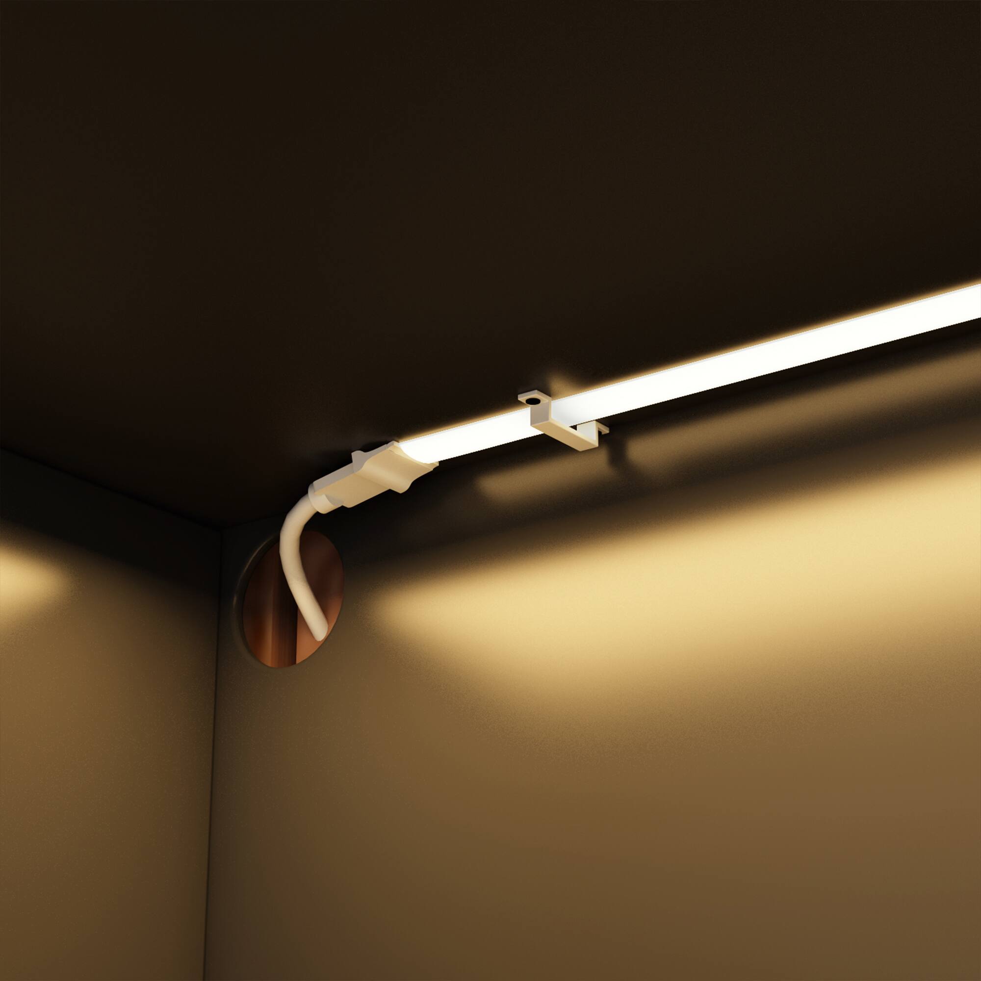 Alt View 9. Famapy - Famapy Home Office Computer Desk Integrated Glass Hutch 3 - Color Adjustable Lighting - Black.