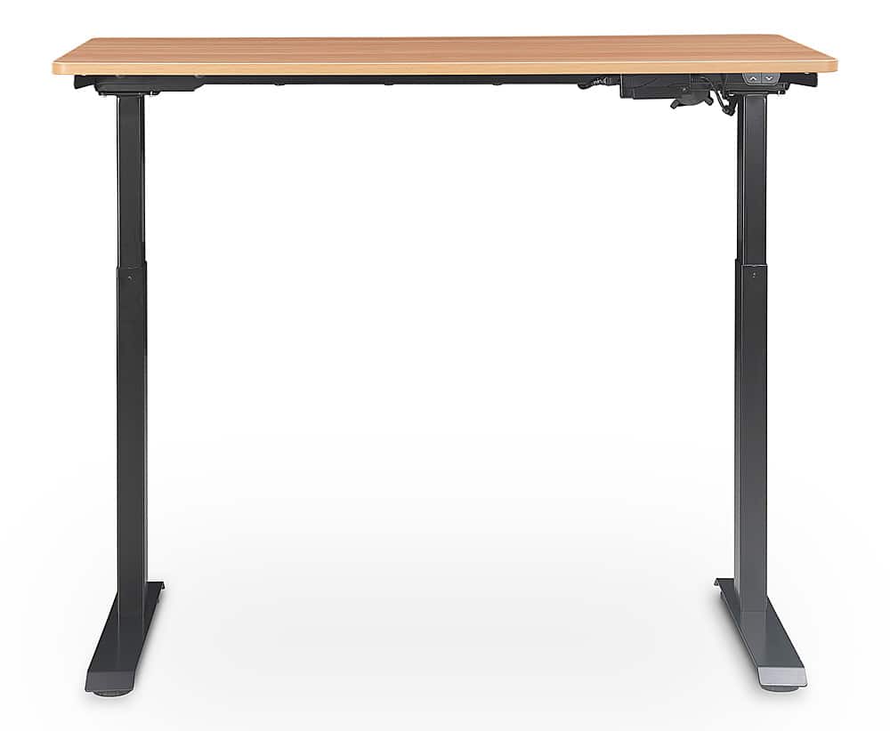 Front. Serta - Creativity Electric Height Adjustable Standing Desk - Natural Wood.