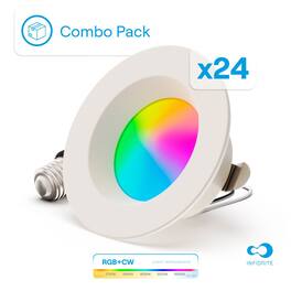 Infibrite - 4 In. WiFi Smart 9W 810LM Recessed Retrofit LED Sleek Series Downlight Kit, Alexa/Google, Wet Rated (24 Pack) - White