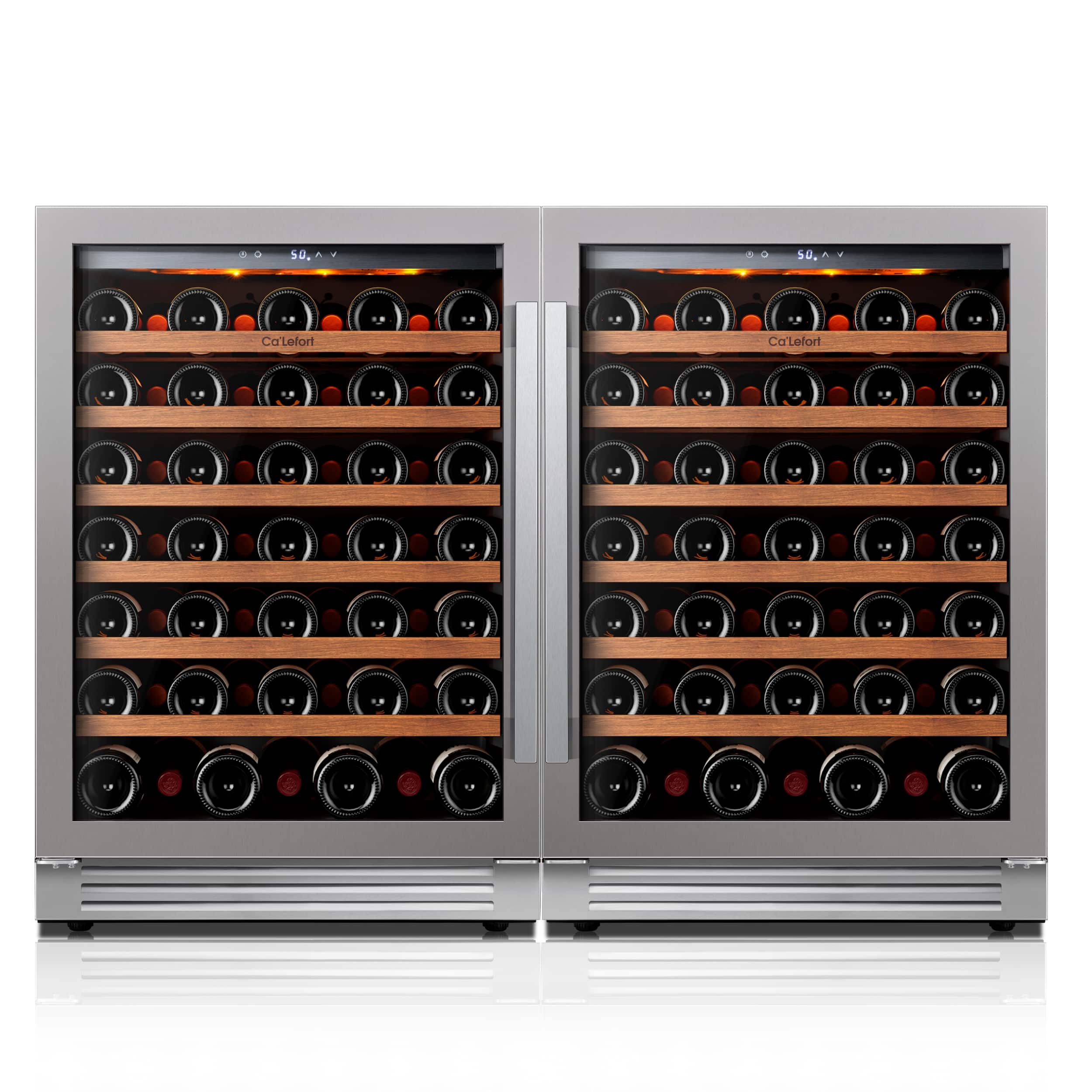 Ca'Lefort - Wine Fridge 48 Inch Wine Refrigerator,122-bottle Wine cooler,40-65°F,3 color LED,built-in/freestanding ,For Home Bar - Stainless Steel