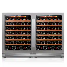 Ca'Lefort - 48 Inch Wine cooler Refrigerator,122-bottle,40-65°F,3 color LED,5.65 cu.ft, built-in/freestanding,For Home Bar Office - Stainless Steel