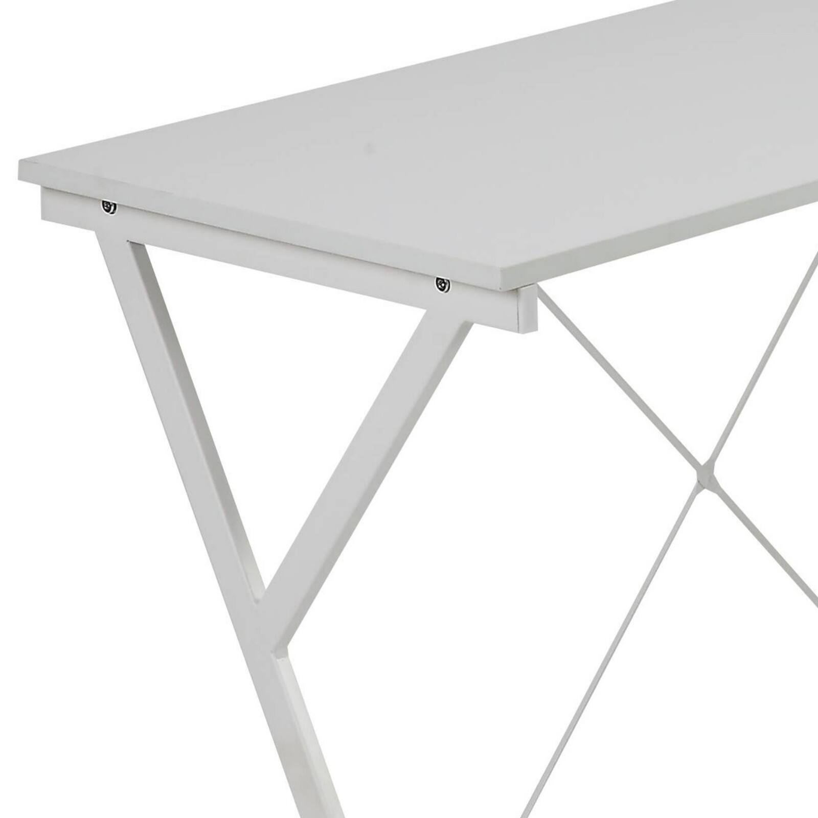 Alt View 4. Glintex - L-Shaped Corner Desk with Dual Spacious Tops, Sturdy X-Frame Metal Base and Mobile CPU Holder for Small Spaces - White.