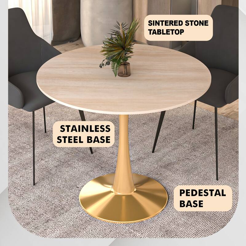 Sintered Stone Tabletop  
Stainless Steel Base  
Pedestal Base