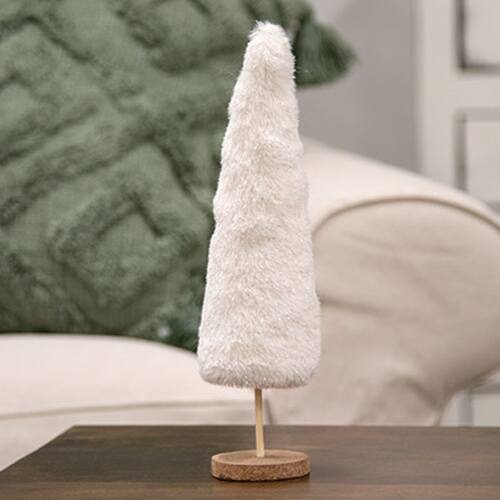 Angle. BreeBe - Furry White Sparkle Christmas Tree 12"H - White.