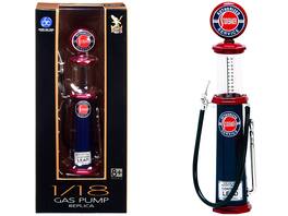 "Studebaker" Vintage Cylinder Gas Pump 1/18 Diecast Replica by Road Signature - Blue, Red